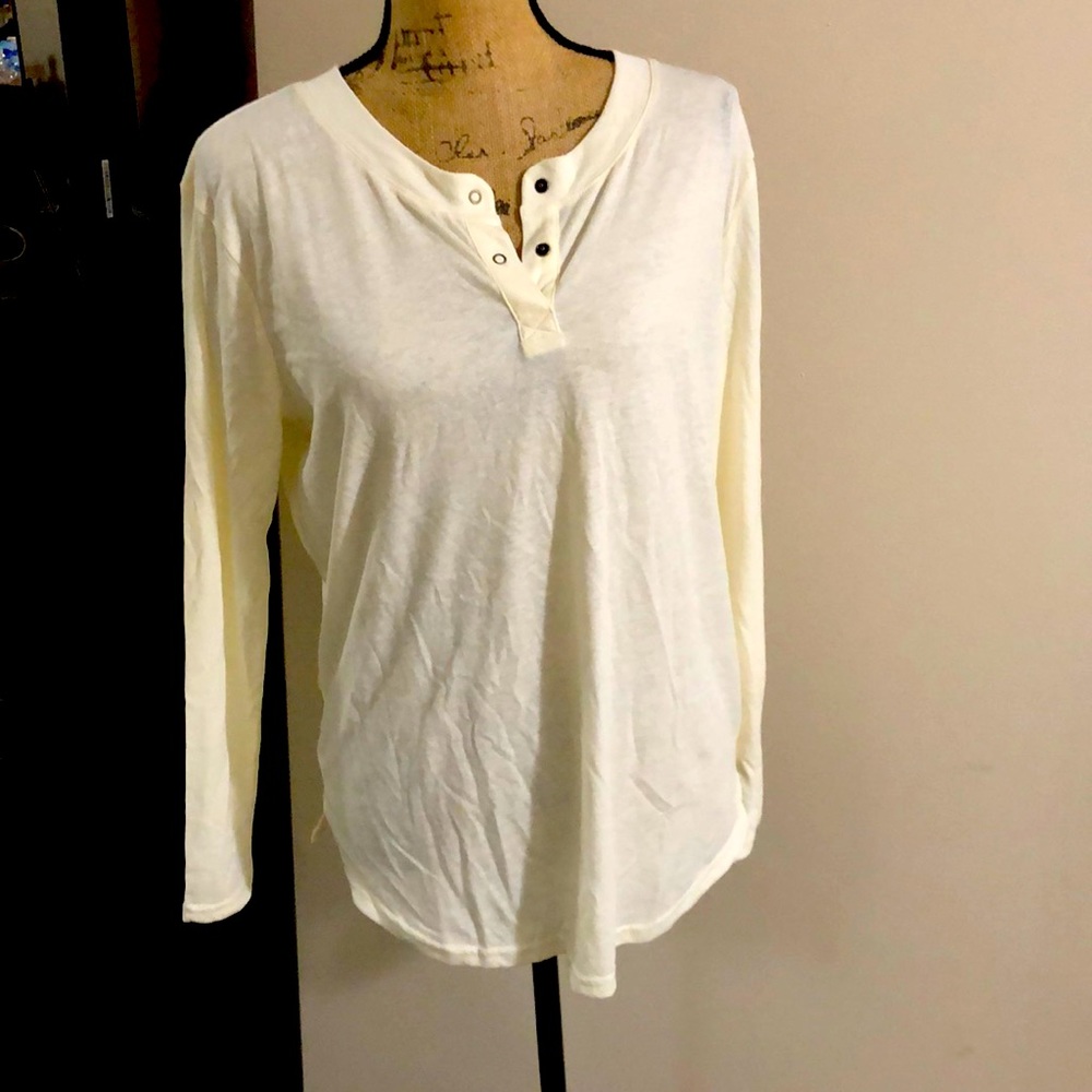 NWT cream BP Henley long sleeve tshirt size XS